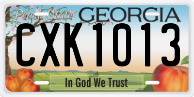 GA license plate CXK1013