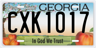GA license plate CXK1017