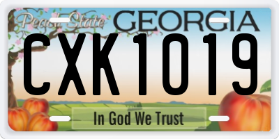 GA license plate CXK1019
