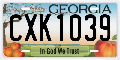 GA license plate CXK1039