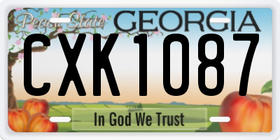 GA license plate CXK1087