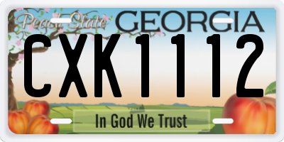 GA license plate CXK1112