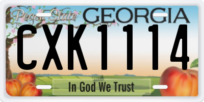 GA license plate CXK1114