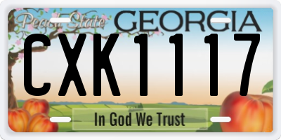 GA license plate CXK1117