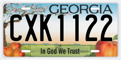 GA license plate CXK1122