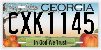 GA license plate CXK1145