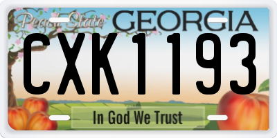 GA license plate CXK1193