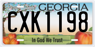 GA license plate CXK1198