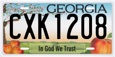 GA license plate CXK1208