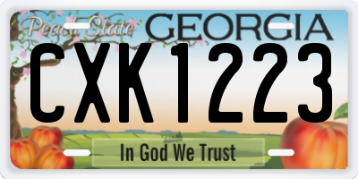 GA license plate CXK1223