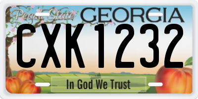 GA license plate CXK1232
