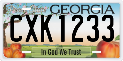 GA license plate CXK1233