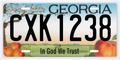 GA license plate CXK1238