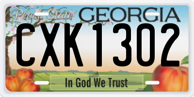 GA license plate CXK1302
