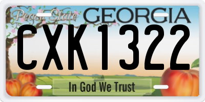 GA license plate CXK1322