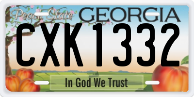 GA license plate CXK1332