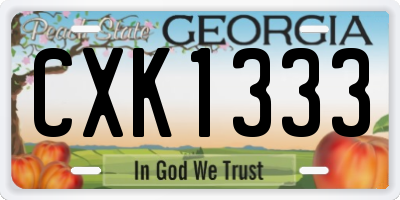 GA license plate CXK1333