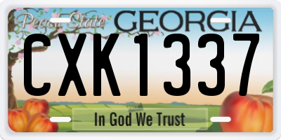 GA license plate CXK1337