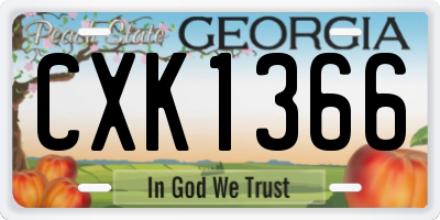 GA license plate CXK1366