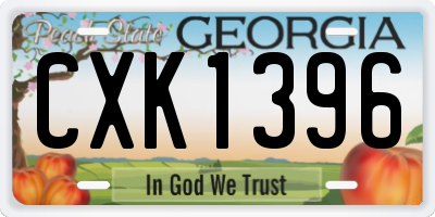 GA license plate CXK1396