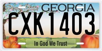 GA license plate CXK1403