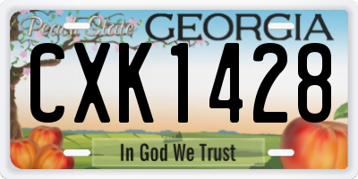 GA license plate CXK1428