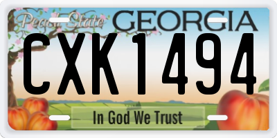 GA license plate CXK1494