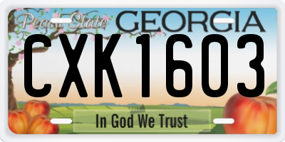 GA license plate CXK1603