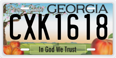 GA license plate CXK1618