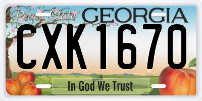 GA license plate CXK1670