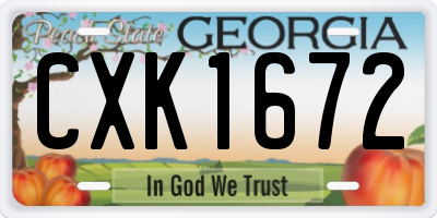 GA license plate CXK1672