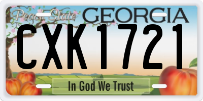 GA license plate CXK1721