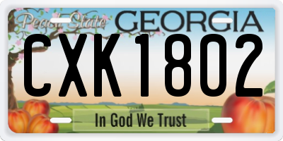 GA license plate CXK1802