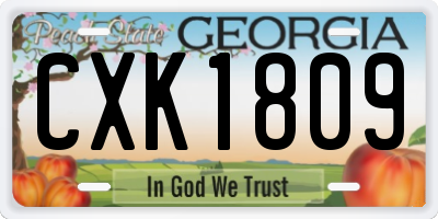 GA license plate CXK1809