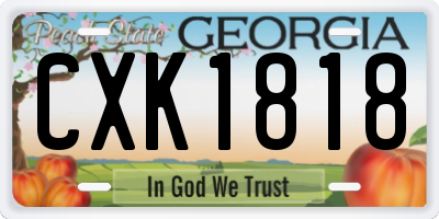 GA license plate CXK1818