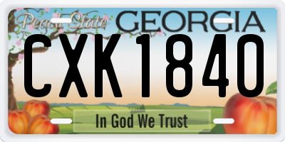 GA license plate CXK1840