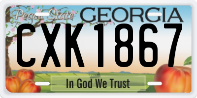 GA license plate CXK1867