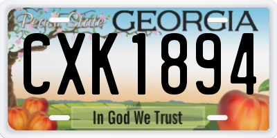 GA license plate CXK1894