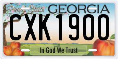 GA license plate CXK1900