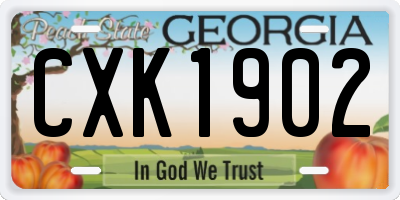 GA license plate CXK1902