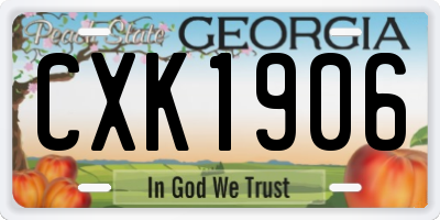 GA license plate CXK1906