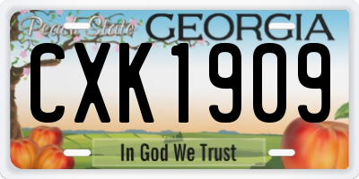GA license plate CXK1909