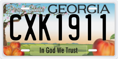 GA license plate CXK1911