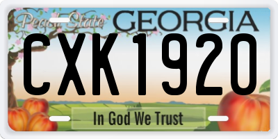GA license plate CXK1920