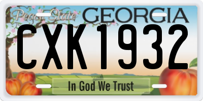 GA license plate CXK1932