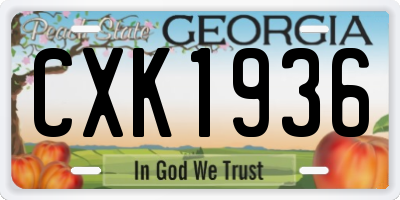 GA license plate CXK1936