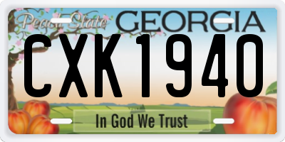 GA license plate CXK1940