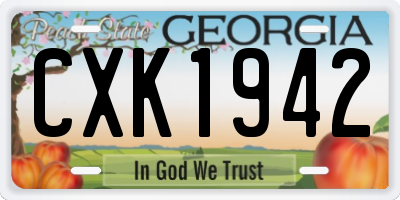 GA license plate CXK1942