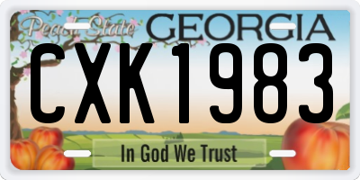 GA license plate CXK1983