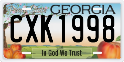 GA license plate CXK1998